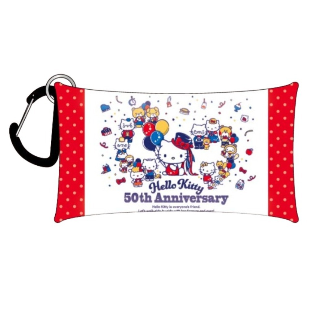 日本限定 三麗鷗 Hello Kitty 50th 透明 實色 多用途小包