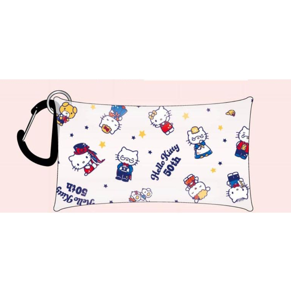 日本限定 三麗鷗 Hello Kitty 50th 透明 實色 多用途小包