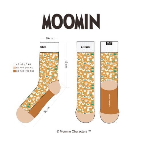 嚕嚕米姆明｜𝗣𝗶𝗻𝗸𝗼𝗶 𝘅 𝗠𝗼𝗼𝗺𝗶𝗻 聯名限量 日系插畫風雙針筒羅紋襪 橘色印花款