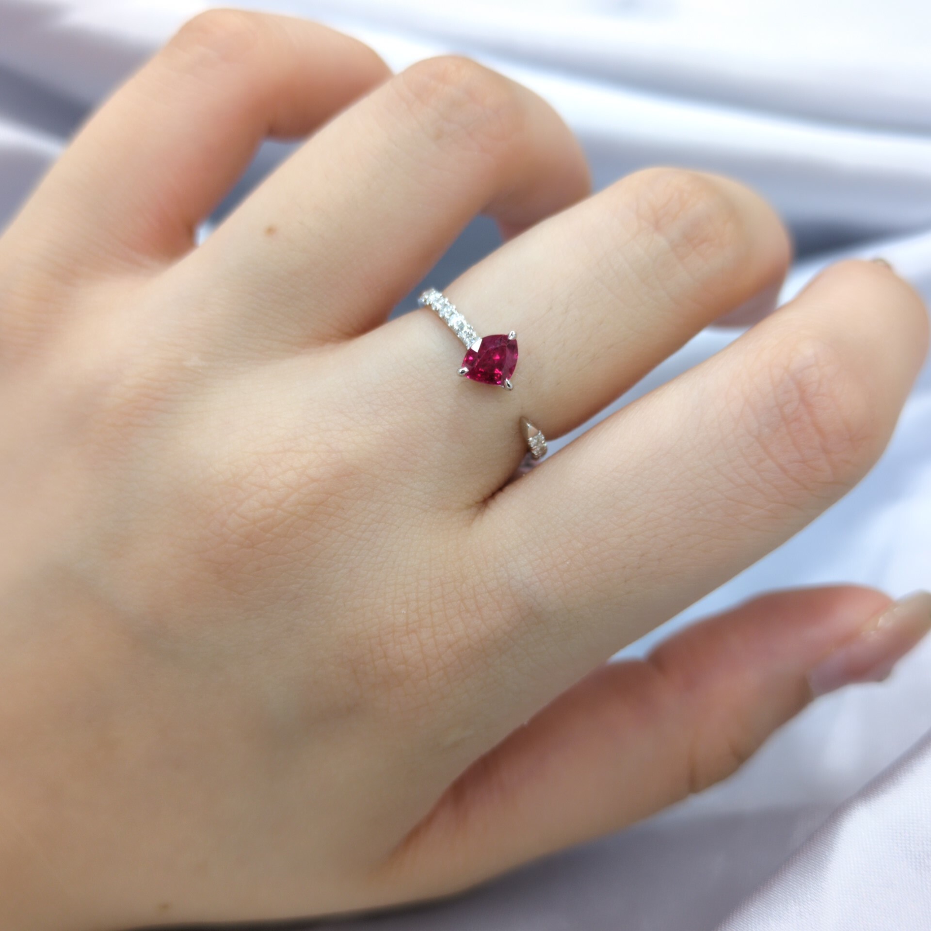18K White Gold 0.52ct Ruby and Diamond Ring