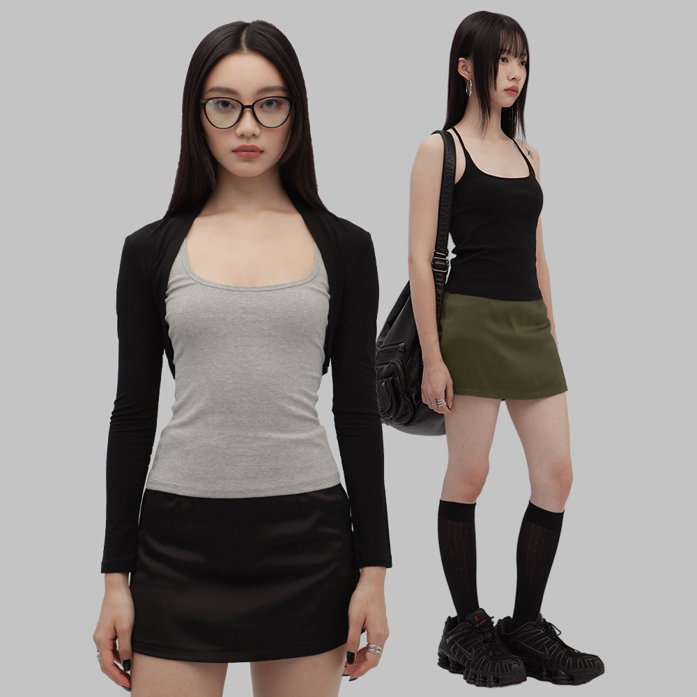 光澤緞面迷你裙