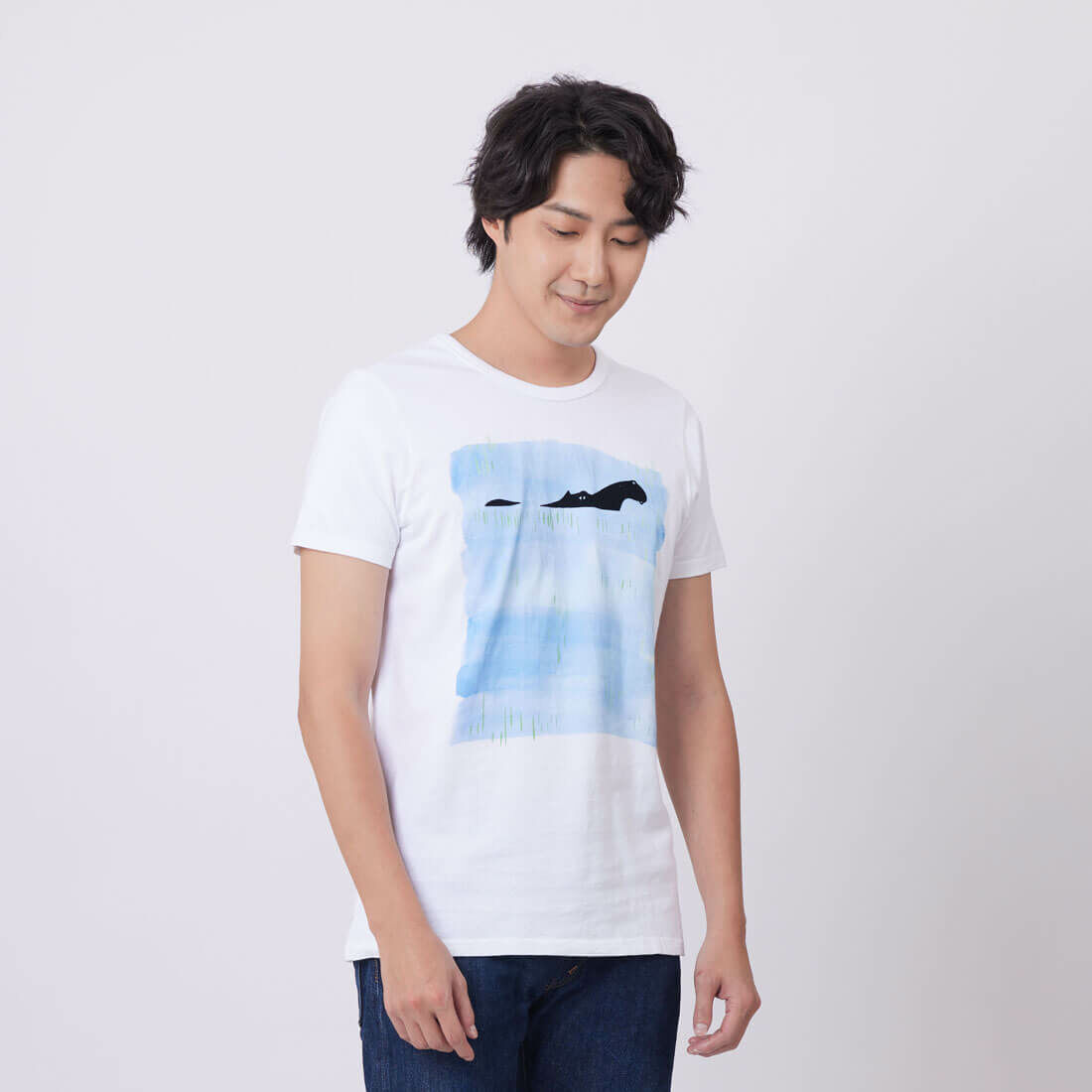 河馬短袖蜜桃棉男T純白