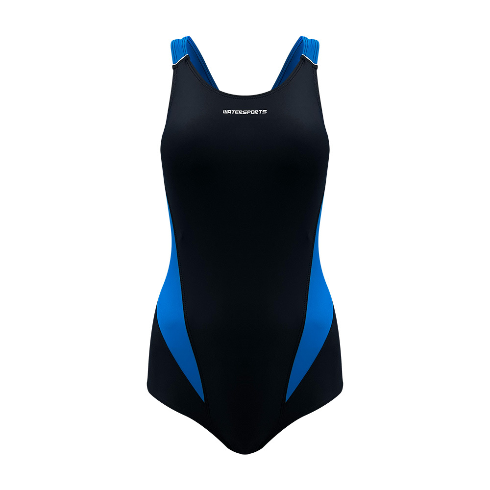 女士 Modest X背帶連身泳衣 - 黑/藍