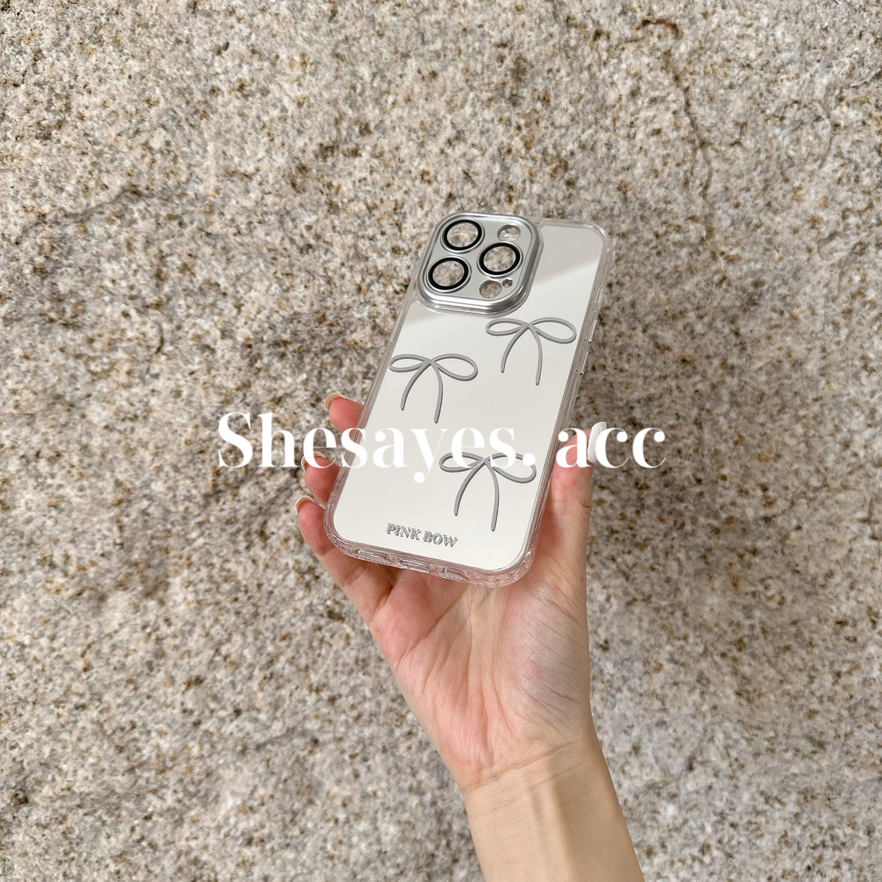 IPHONE 鏡面全包蝴蝶結手機殼