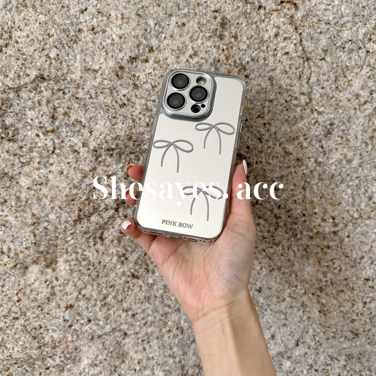 IPHONE 鏡面全包蝴蝶結手機殼