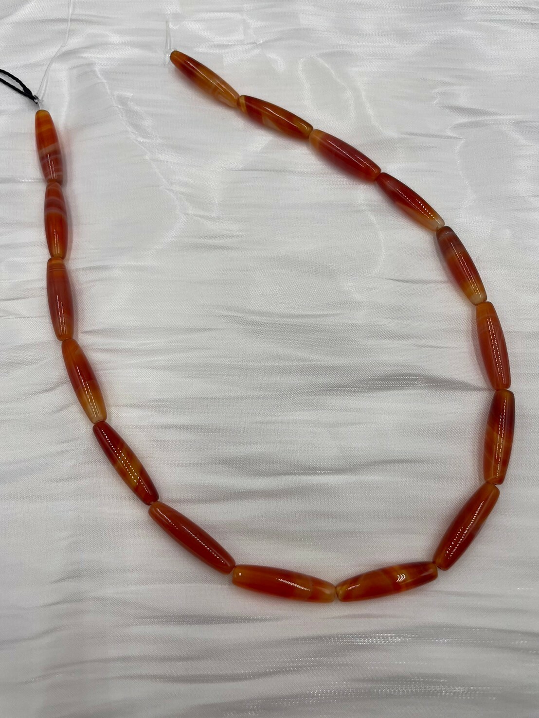 條-No.2亮面細長紅瑪瑙珠6mm*24mm約16顆