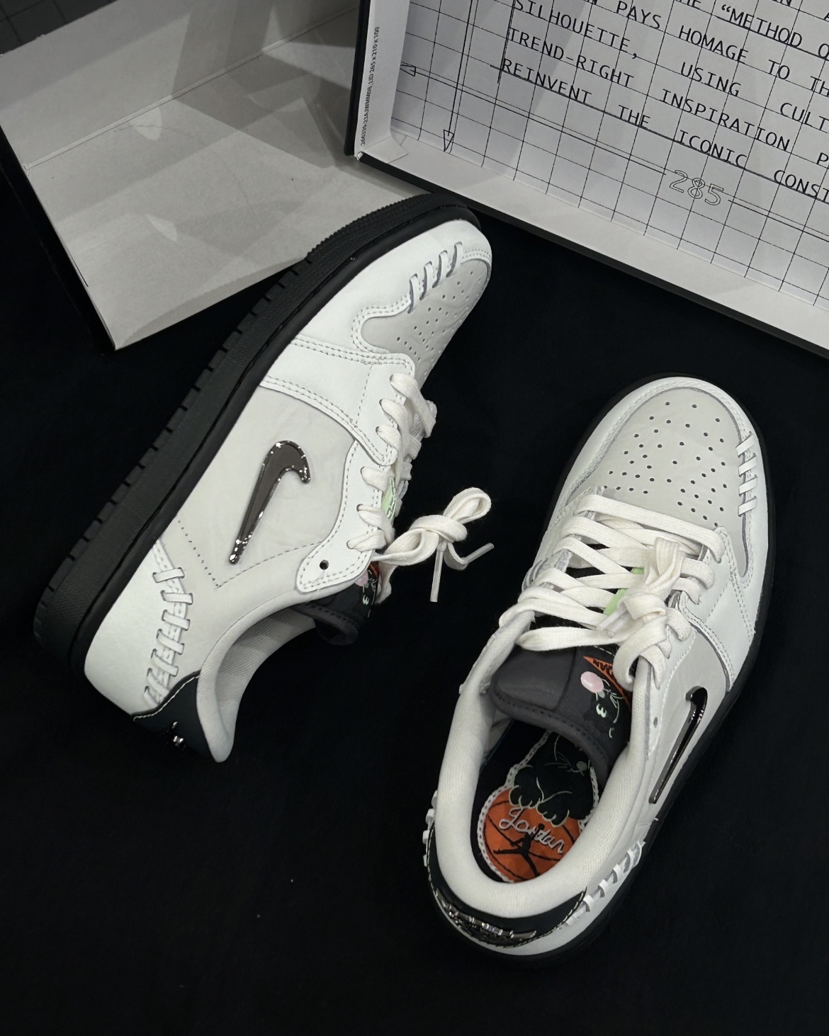 【現貨】Nike Air Jordan 1 Low OG "Black Cat" 編織 復古 籃球鞋 小銀勾 銀月灰