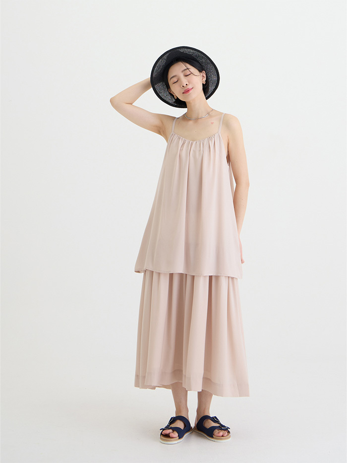 Aurora柔光雙層洋裝-山霧