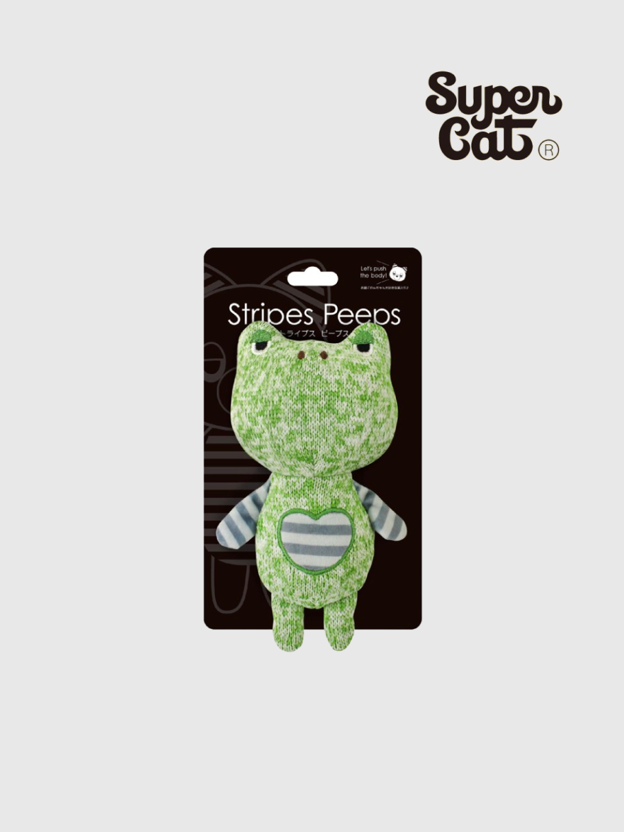【日本 Supercat】Striped Peeps 狗狗啾啾玩具｜青蛙