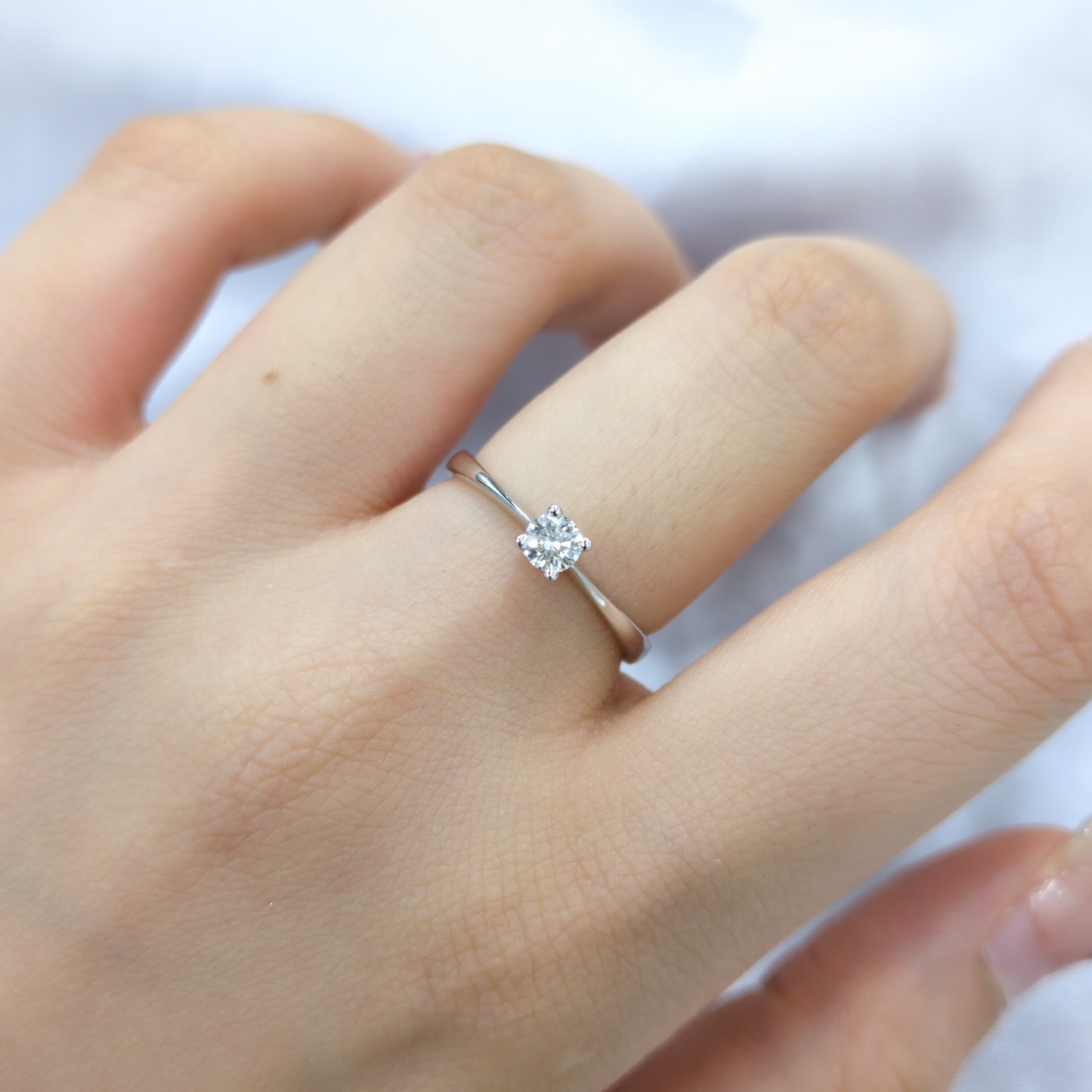 全新18K白金【單粒16份鑽石】戒指