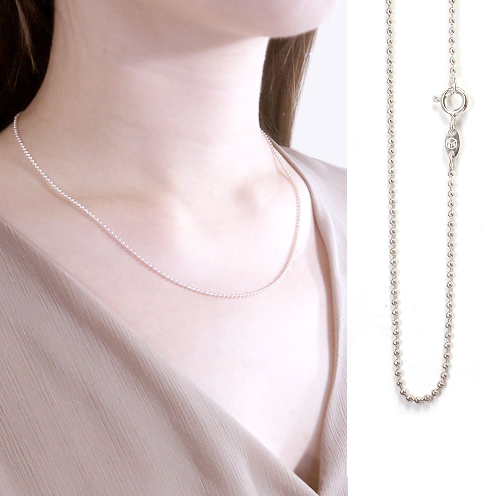 光亮圓珠鍊(1.5mm細鍊) 18吋 925純銀 女生項鍊