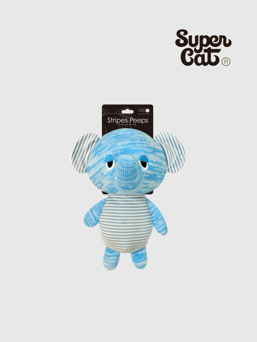 【日本 Supercat】Striped Peeps 狗狗啾啾玩具｜大象