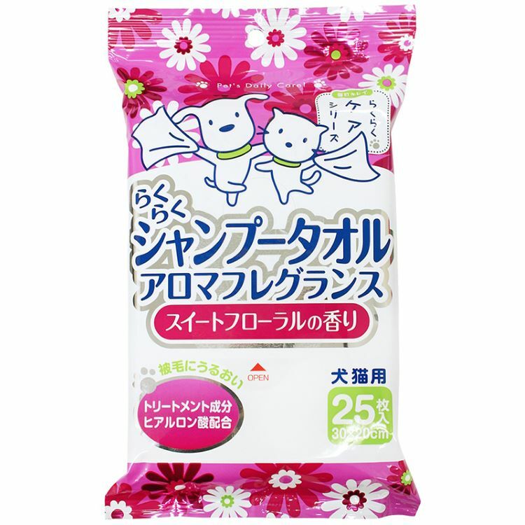 RAKURAKU 輕鬆 抹身紙巾甜花香味  25枚 犬貓用