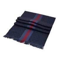 [S] GUCCI GG WEB WOOL SILK SCARF DARK BLUE, 544620-4G704-4168 (SGC141)