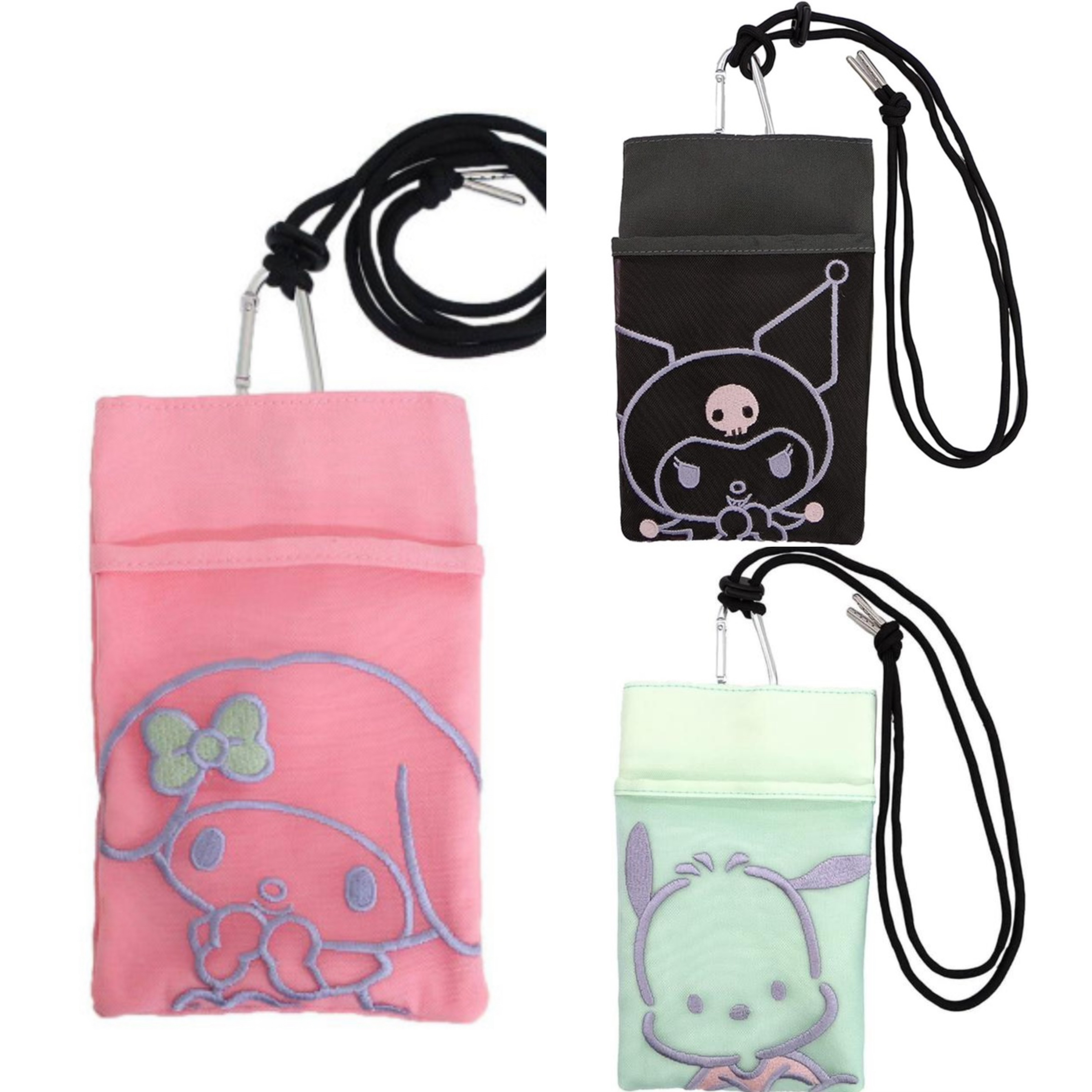 日本限定 Sanrio 三麗鷗 尼龍刺繡斜背小包