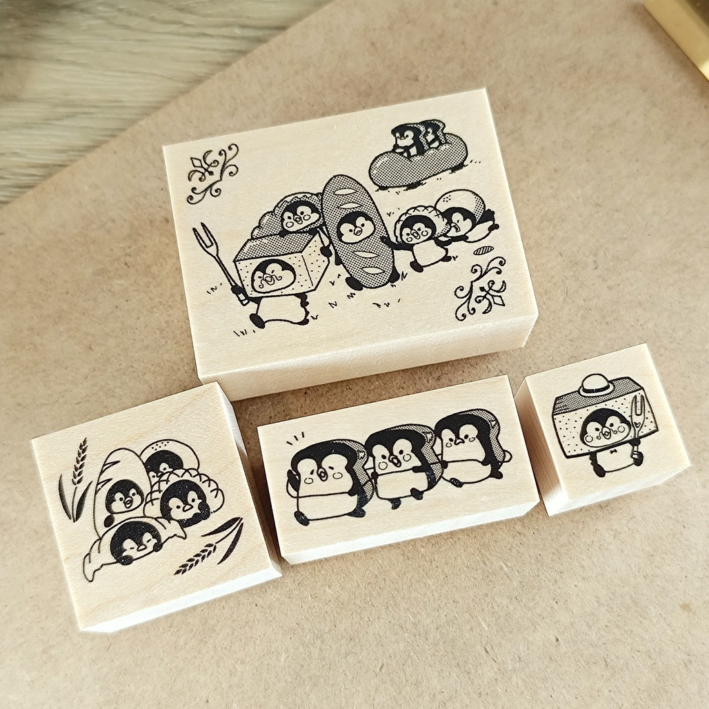 日本YUN．麵包企鵝系列 原創櫸木印章 2024夏季新品