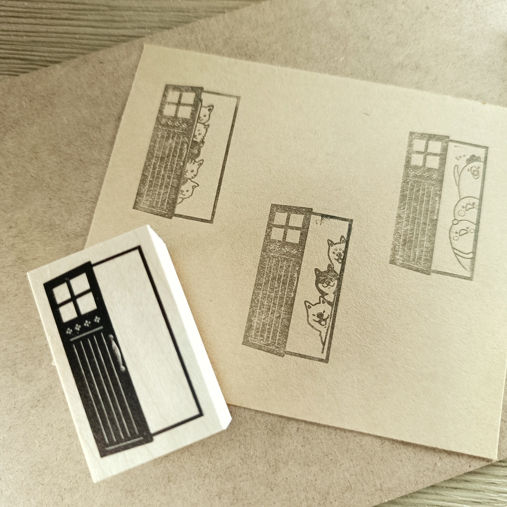 日本YUN．開門 3x5cm原創櫸木印章