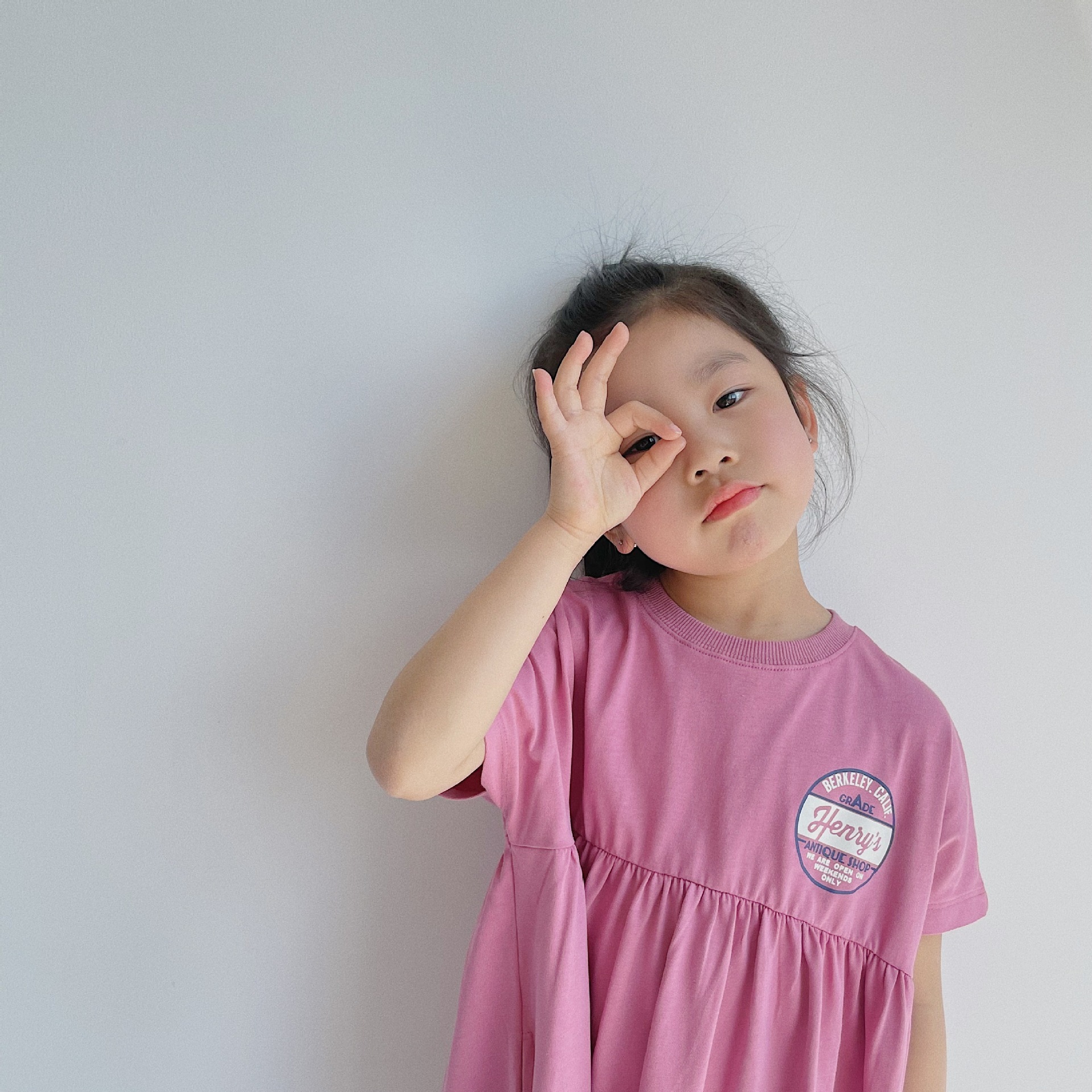 BOBOKIDS日系印花拼接親子連身裙-粉色