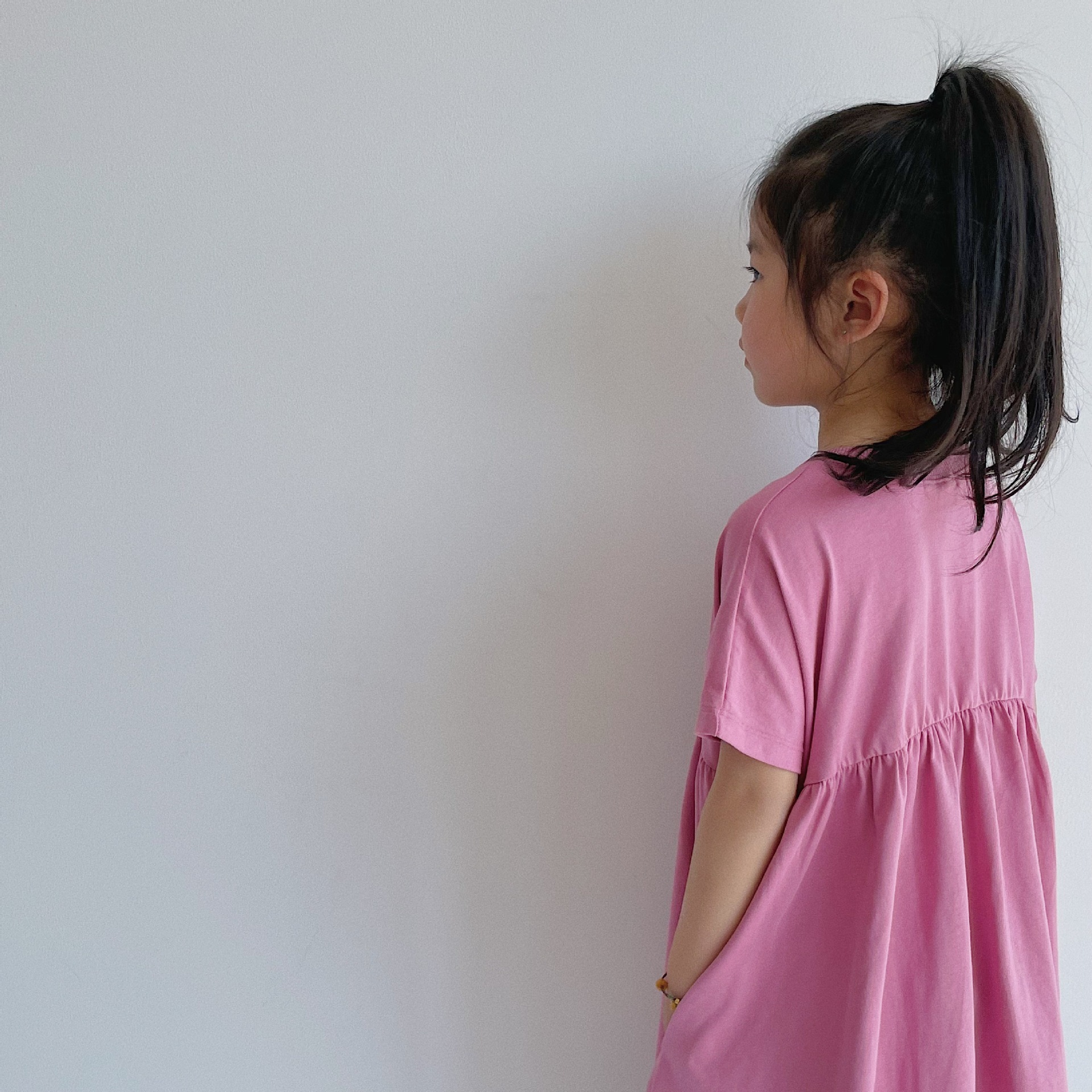 BOBOKIDS日系印花拼接親子連身裙-粉色