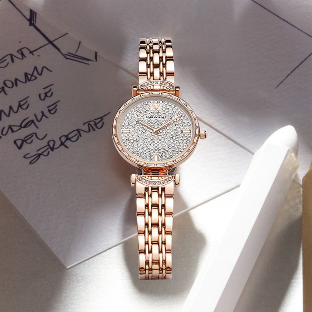 【Mark fairwhale馬克菲爾】靈動自在星芒閃耀精雕錶冠女用錶-3330