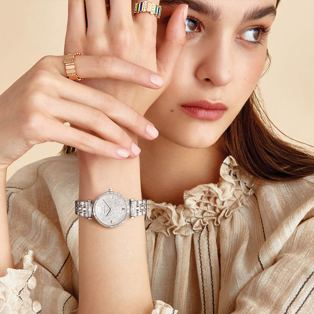 【Mark fairwhale馬克菲爾】靈動自在星芒閃耀精雕錶冠女用錶-3330