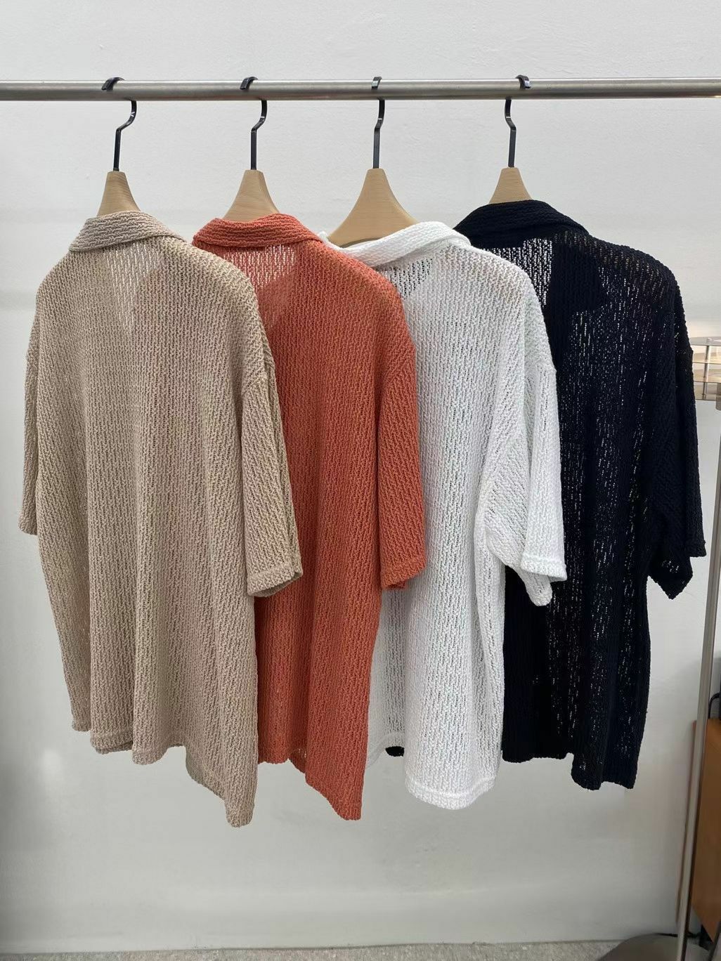 淨色暗紋短袖恤衫 And More-040S