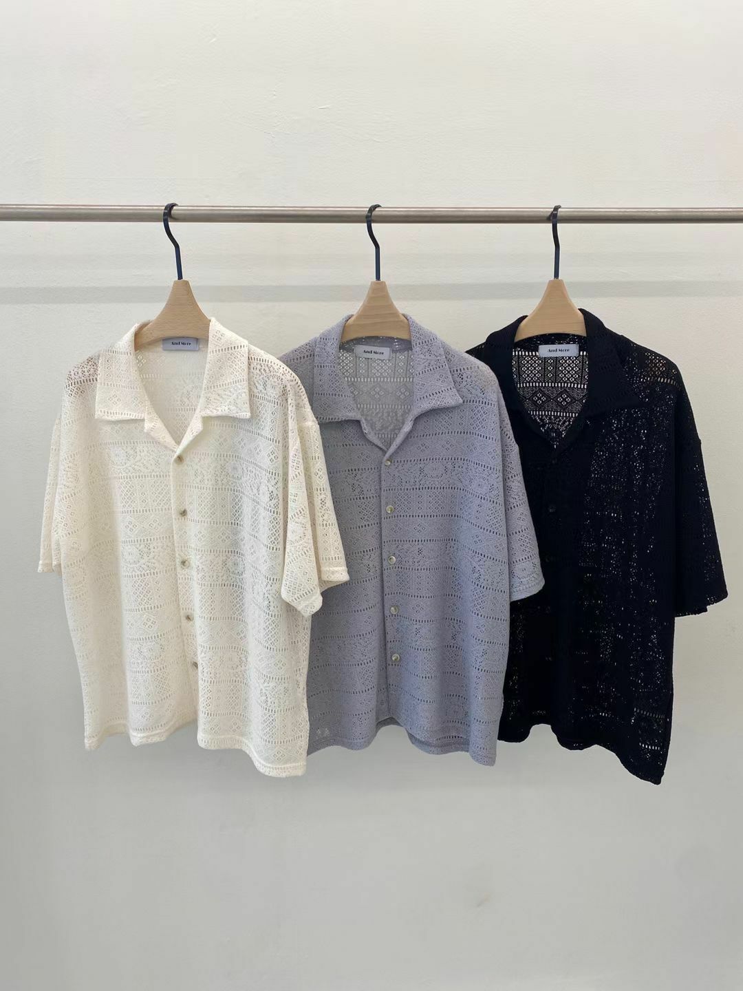 淨色暗紋短袖恤衫 And More-041S