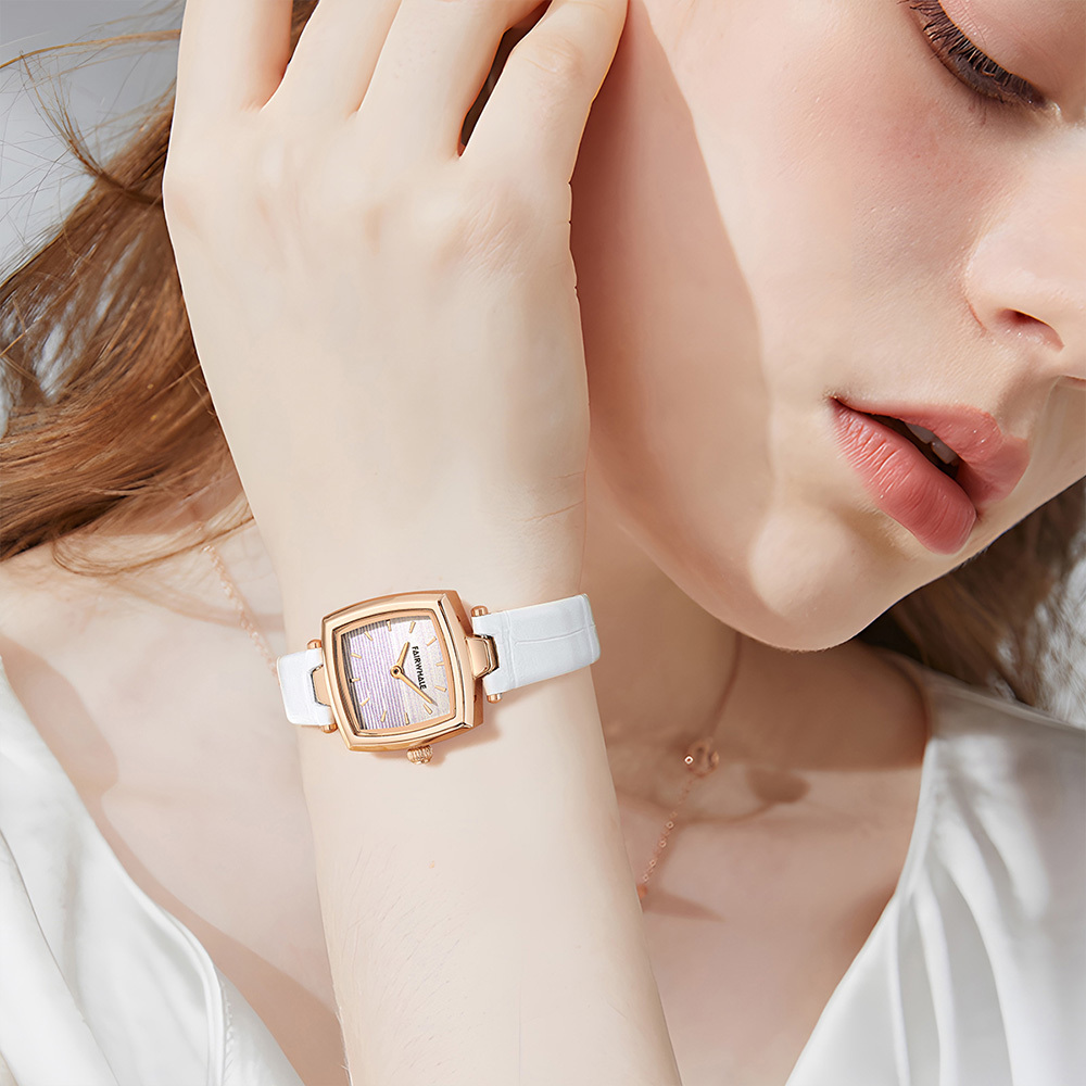 【Mark fairwhale馬克菲爾】精緻優雅 皮質錶帶 女生 手錶-3480