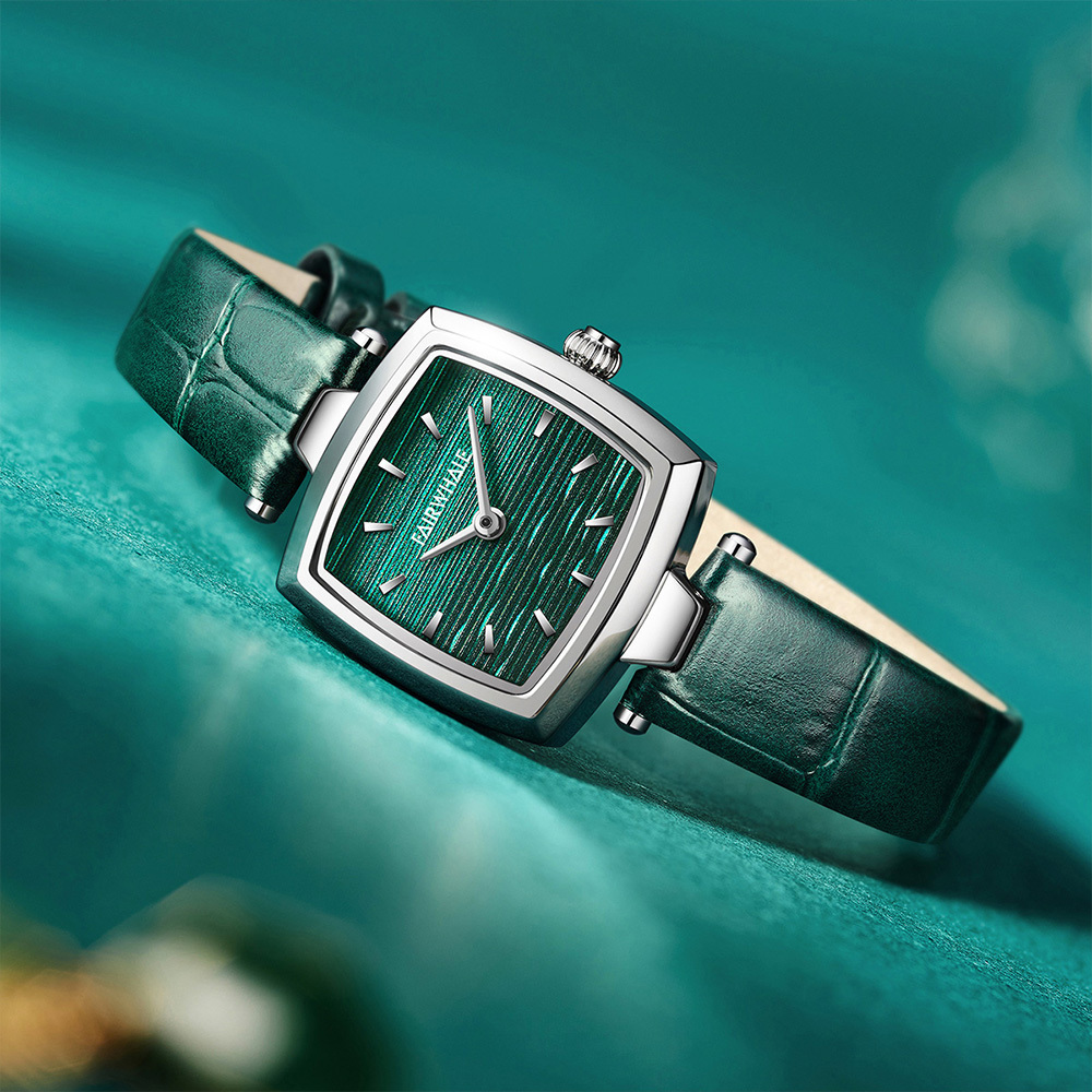 【Mark fairwhale馬克菲爾】精緻優雅方圓皮質錶帶女用錶-3480(流線錶殼輕薄高尚)