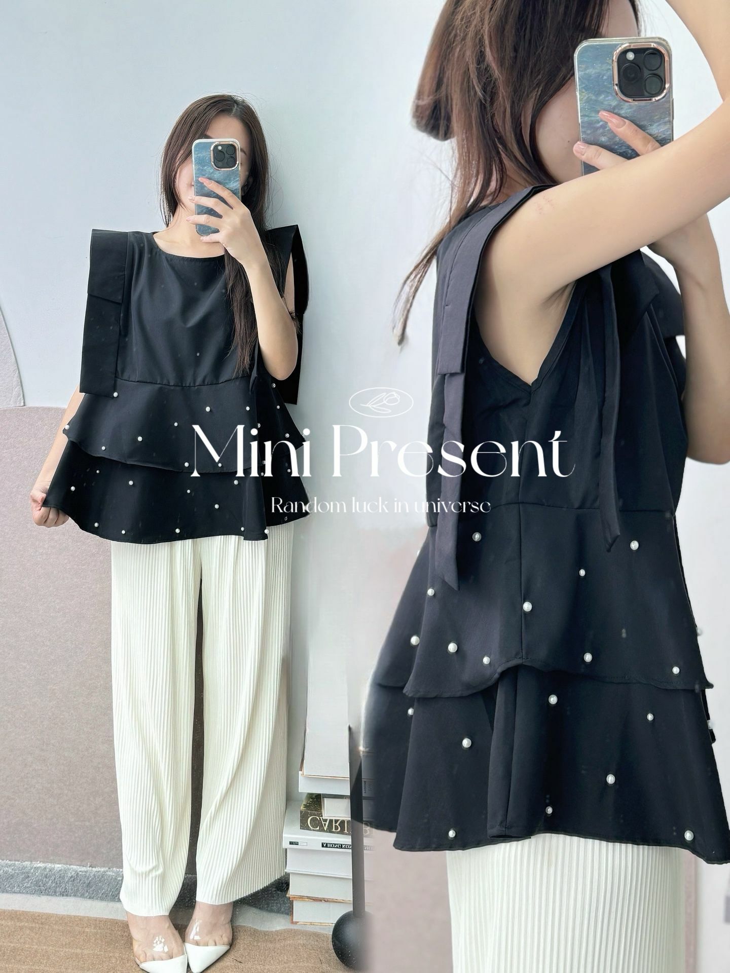 TOP#6275🤍小禮物珍珠上衣