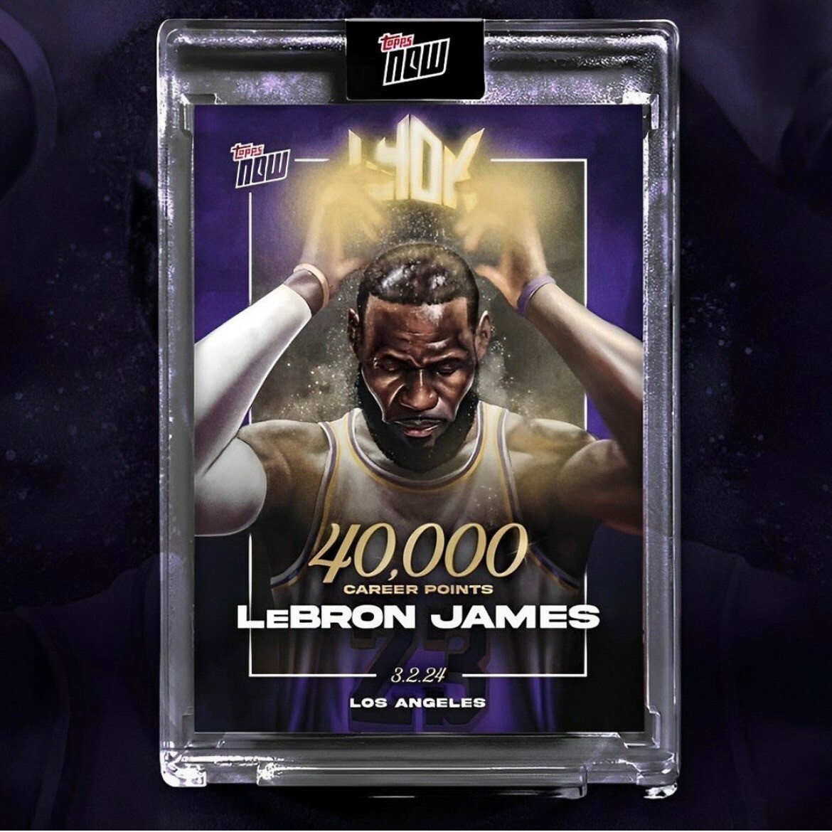 ＜快速出貨＋限量絕版＞Topps Lebron James 四萬分紀念卡 含原廠一觸式硬卡磚
