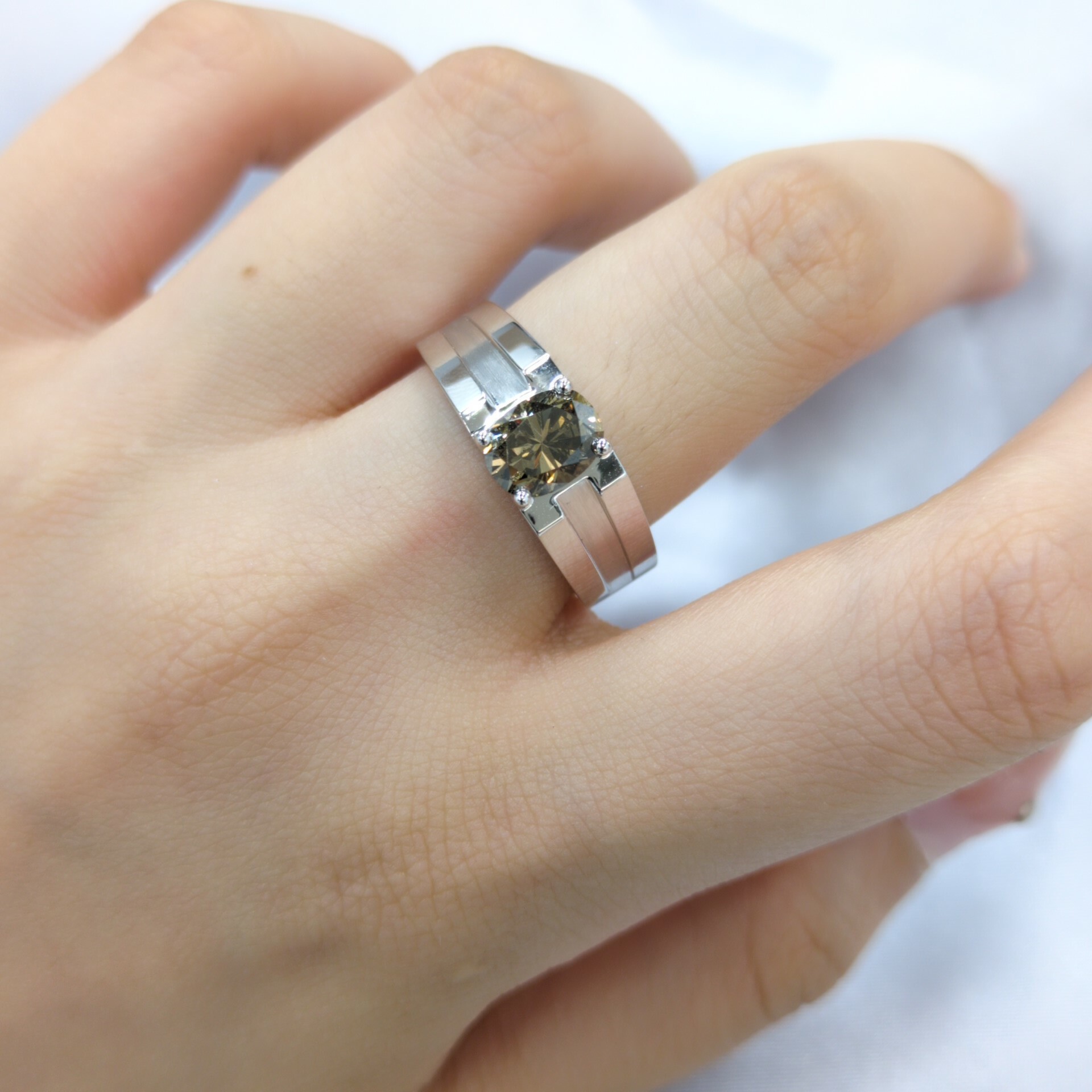 18K White Gold 1.17ct Fancy Brown Diamond Ring