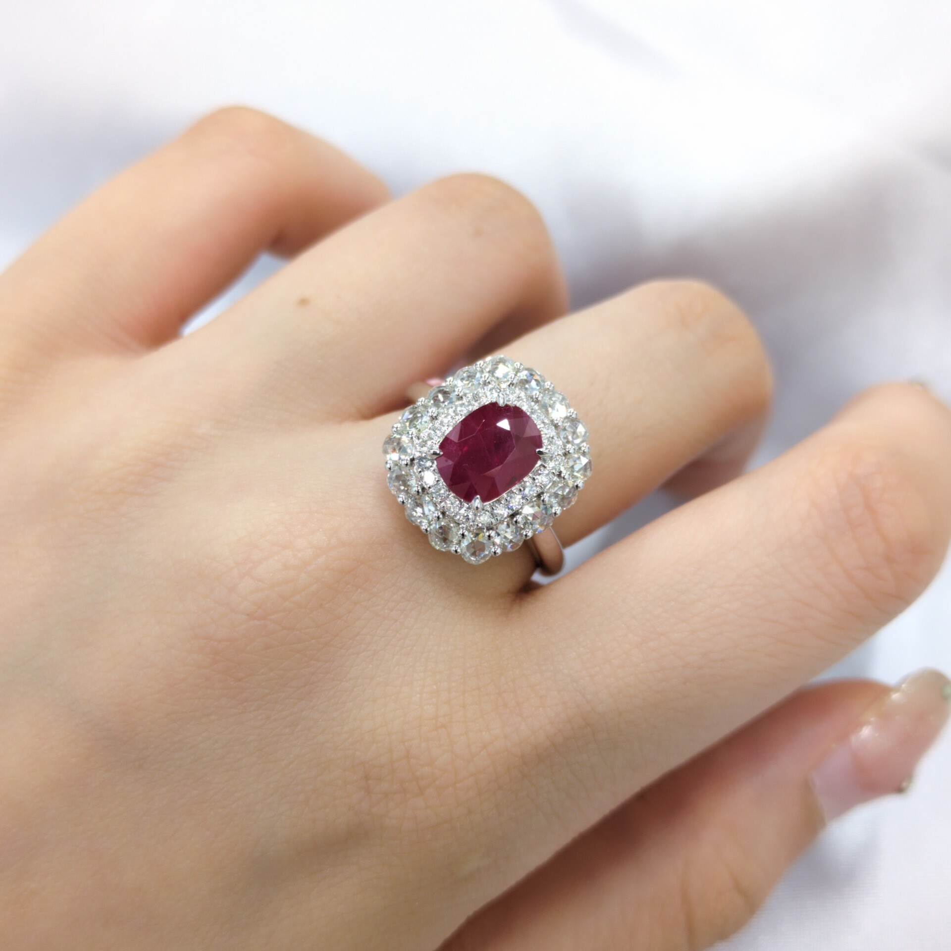 18K White Gold 2.26ct Ruby and Diamond Ring