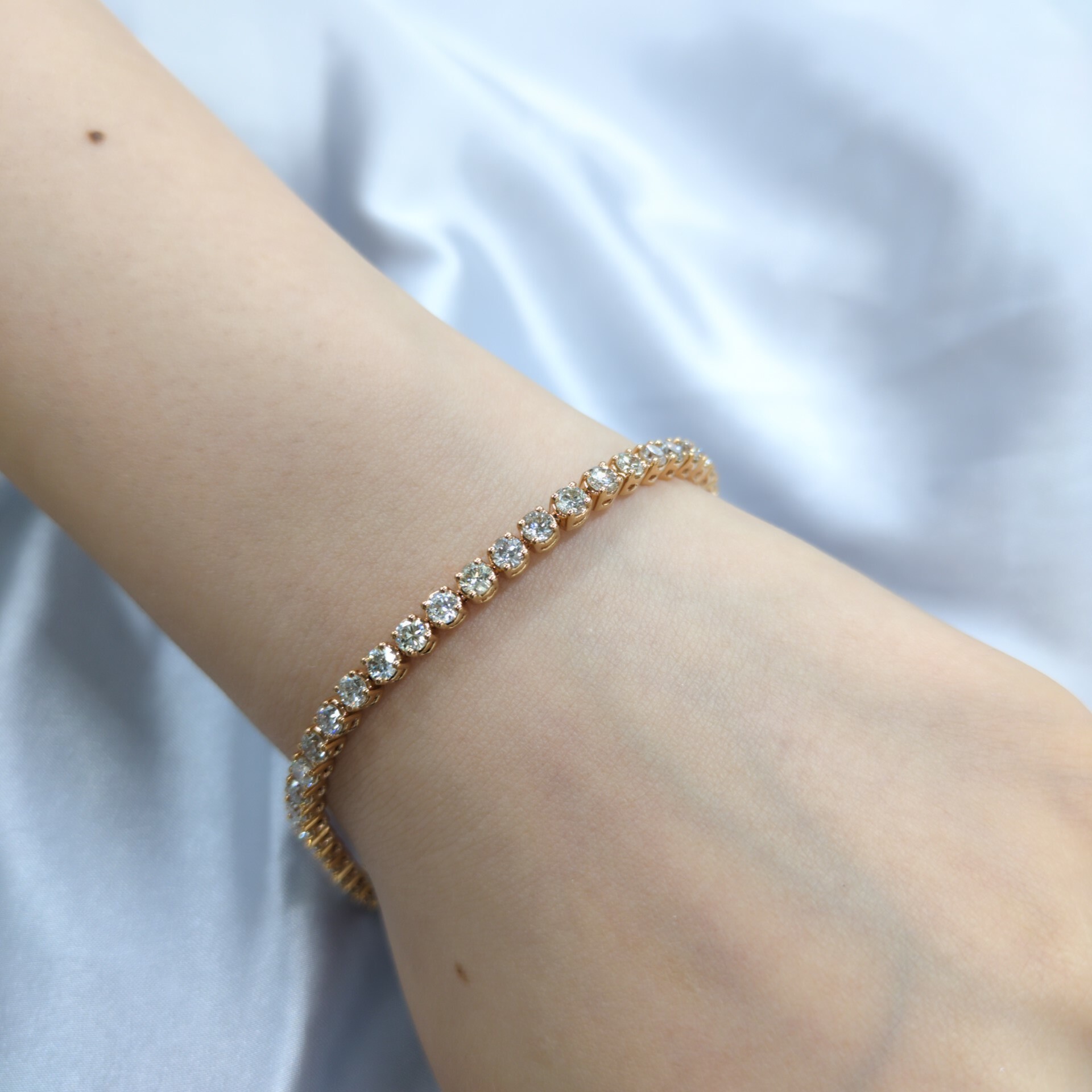 全新18K玫瑰金5卡6份鑽石手鍊