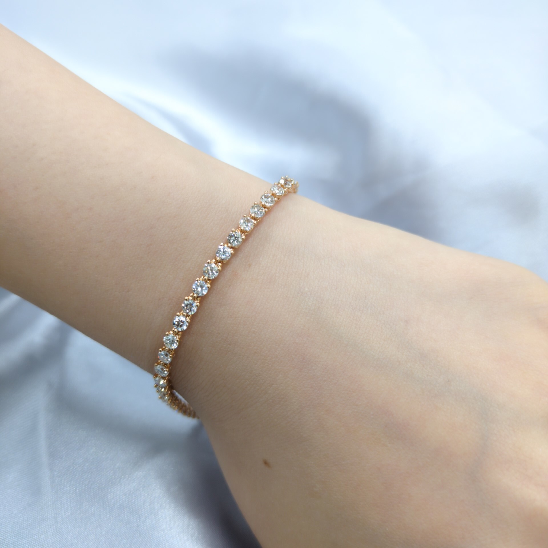 全新18K玫瑰金4卡14份鑽石手鍊