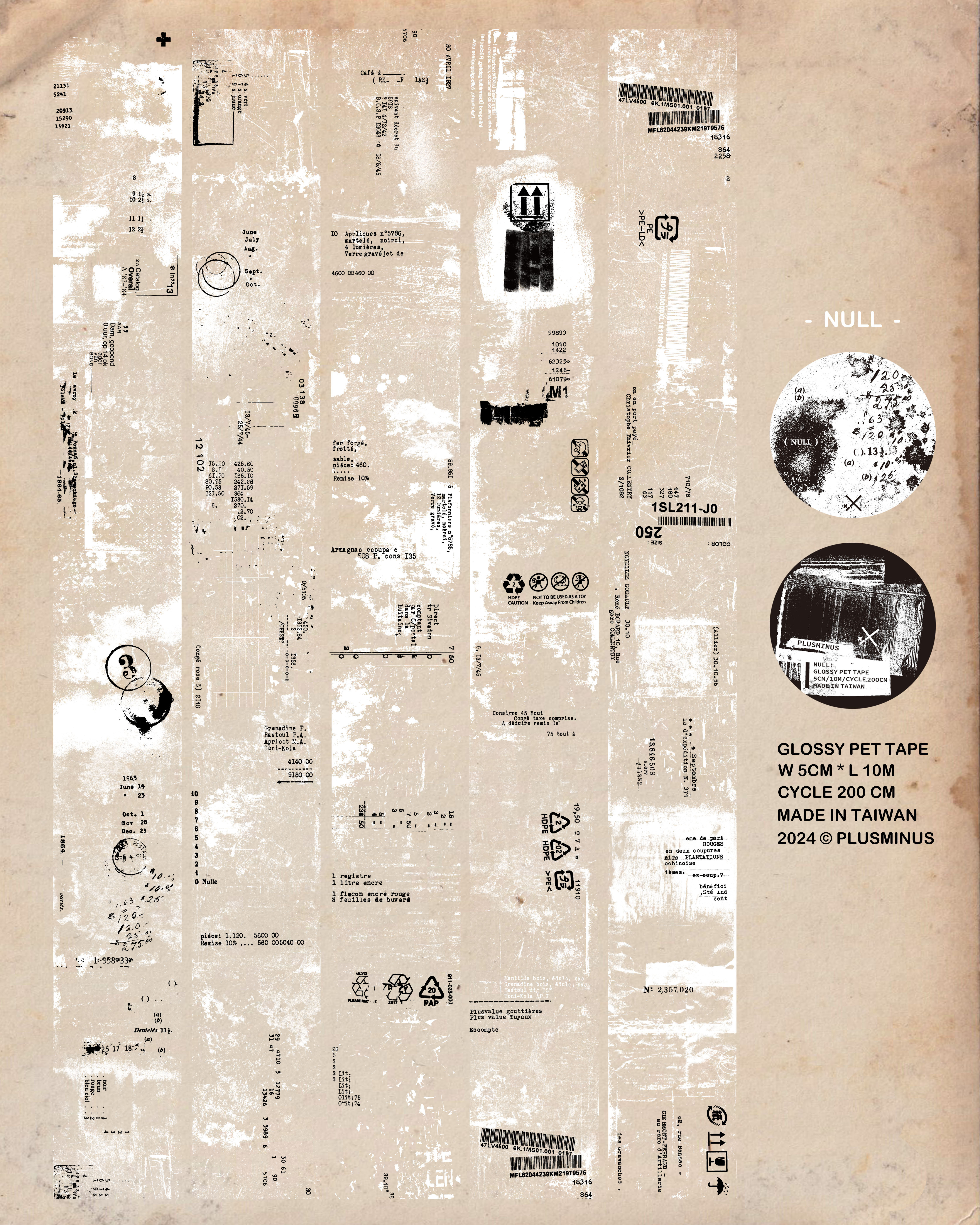 PLUSMINUS．NULL 5cm亮面PET膠帶 <整捲/分裝>