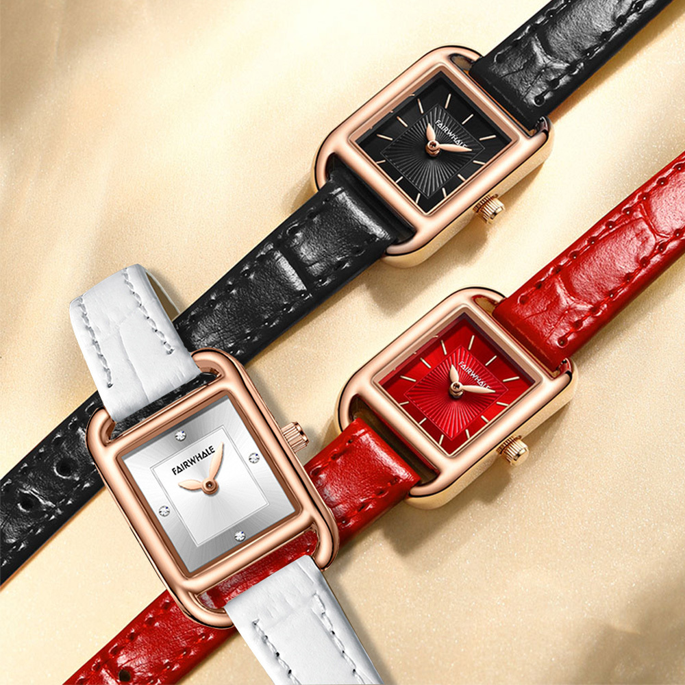 (預購)【Mark fairwhale馬克菲爾】方圓造型文雅感觸溫潤高值皮革女用錶-3570