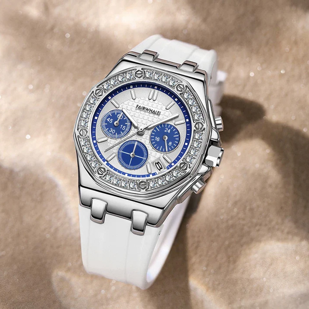 (預購)【Mark fairwhale馬克菲爾】3590 氣質 典雅 奢華 晶鑽 三眼 夜光 日期 腕錶 手錶