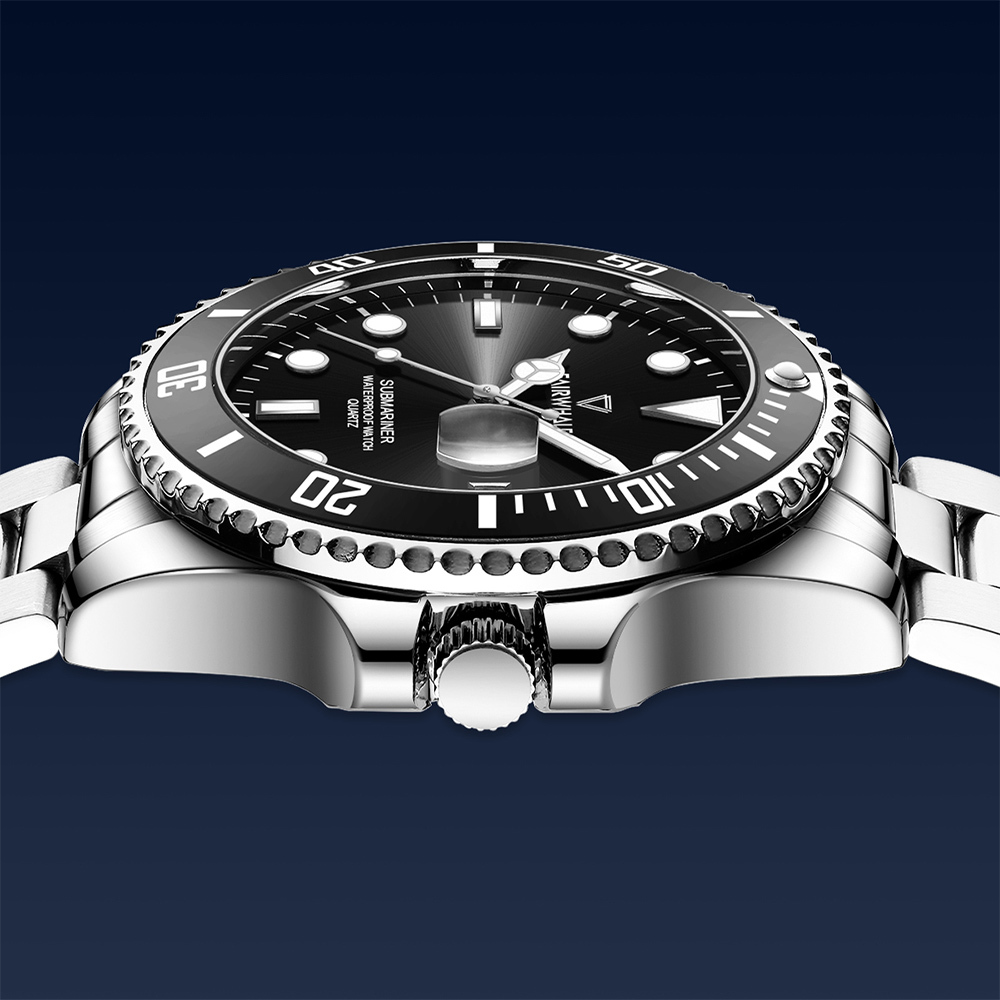 (預購)【Mark fairwhale馬克菲爾】水鬼系列旋轉外圈日期顯示精鋼錶-5420