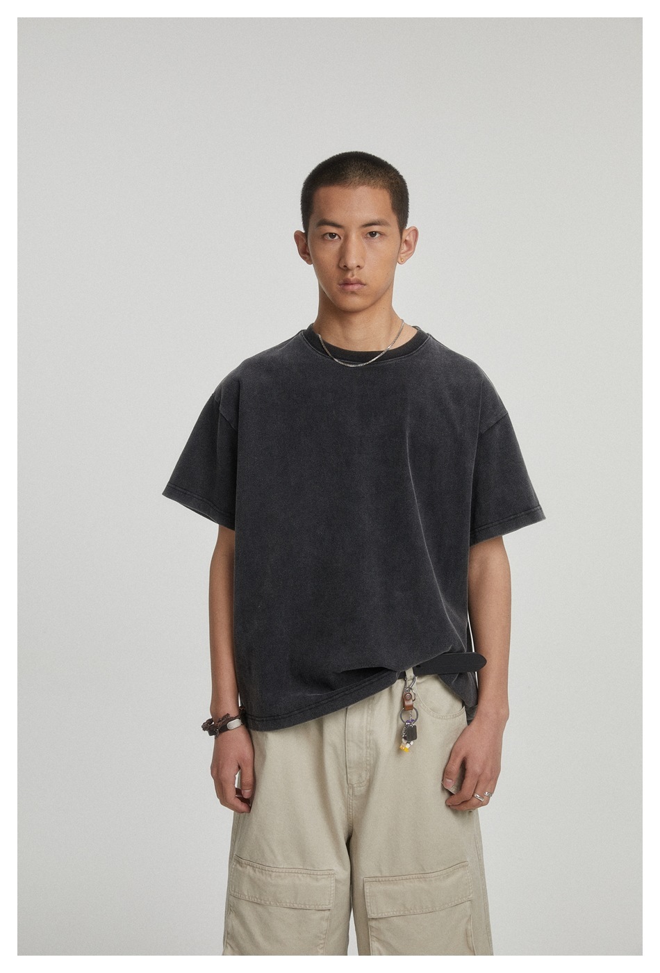 8M11 經典素色水洗做舊短棉TEE 五色