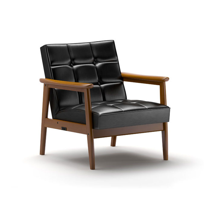 K CHAIR 單人沙發 / 煤炭黑全牛皮