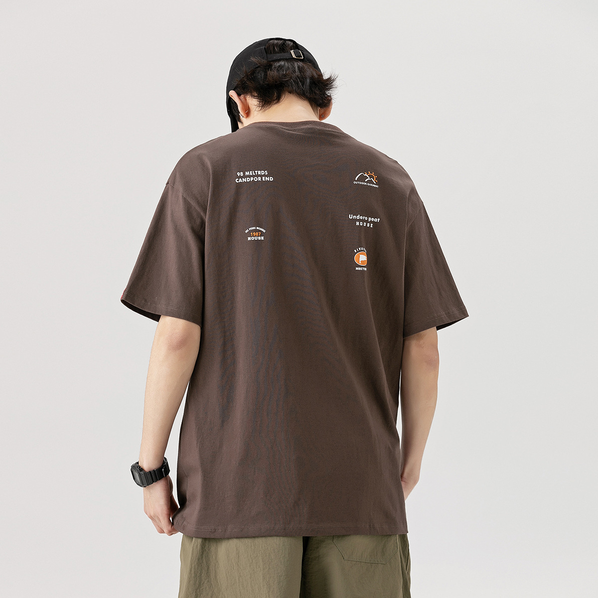 8M15 簡約單口袋印花短棉TEE 五色