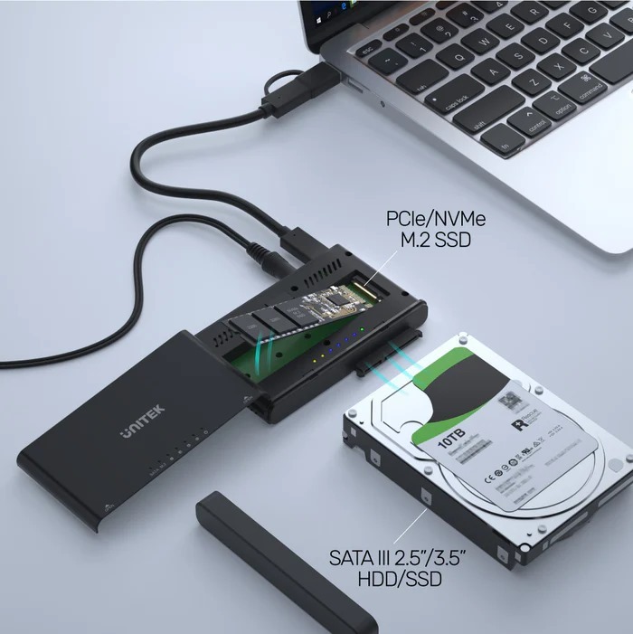 Unitek SolidForce+ USB-C 轉 NVMe M.2 及 2.5吋3.5吋 HDD/ SSD 轉接器 S1222A