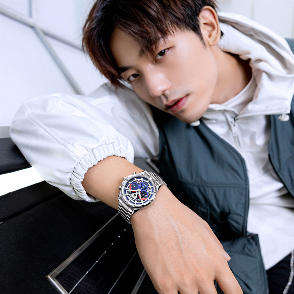 【Mark fairwhale 馬克菲爾】賽車時尚 年輕潮流 三針三眼計時 日期顯示夜光 不鏽鋼 手錶-5440