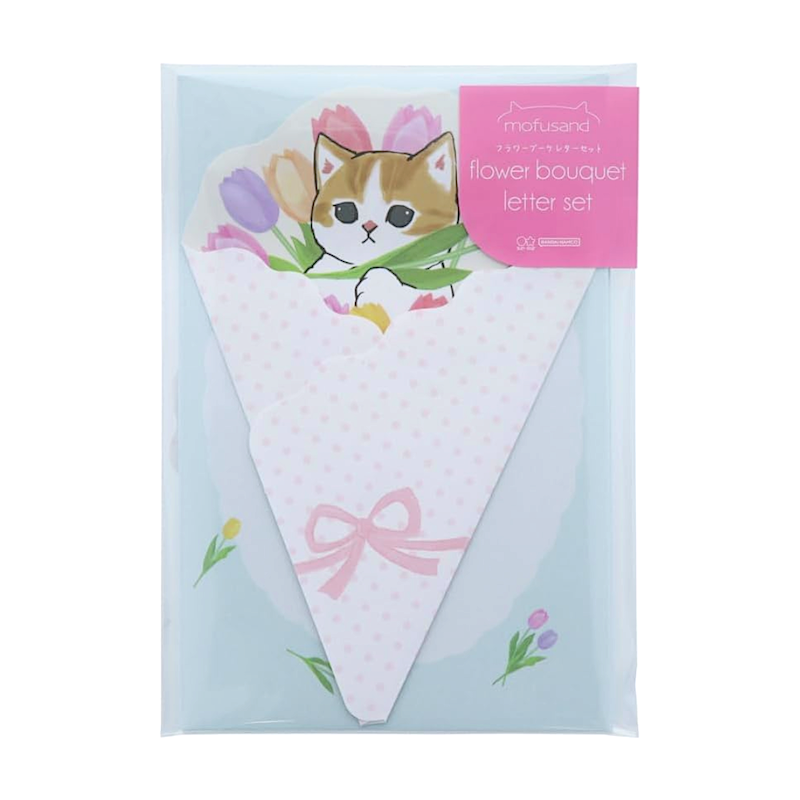 Sun-star die-cut Letter and Envelope Set－mofusand Flower Bouquet (Japanese Stationery Brand)