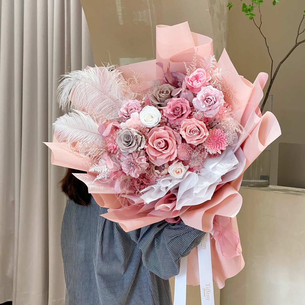 Elephant Love 超巨大9朵永生花束/復古奶茶大地 反正就是韓系