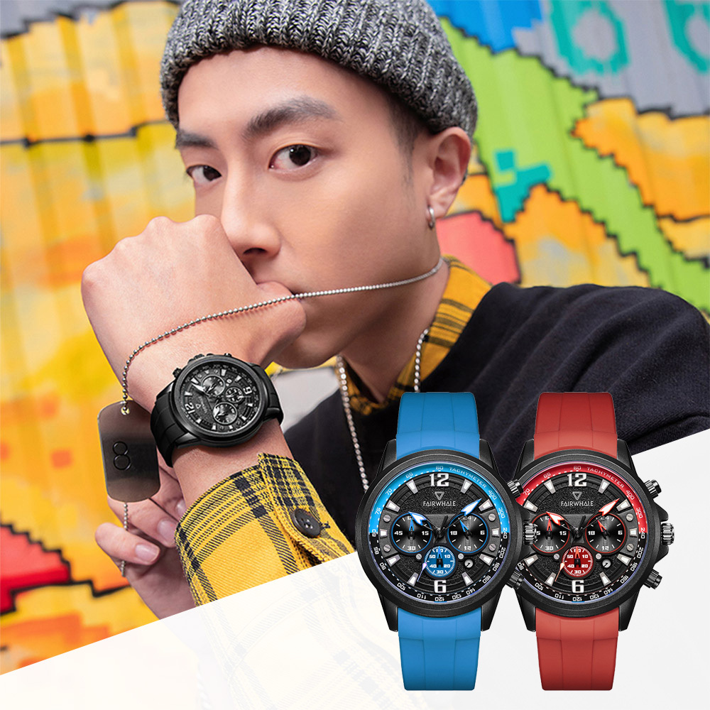 (預購)【Mark fairwhale 馬克菲爾】街頭時尚 不受拘束 自由前衛 個性多彩 矽膠 手錶-5530