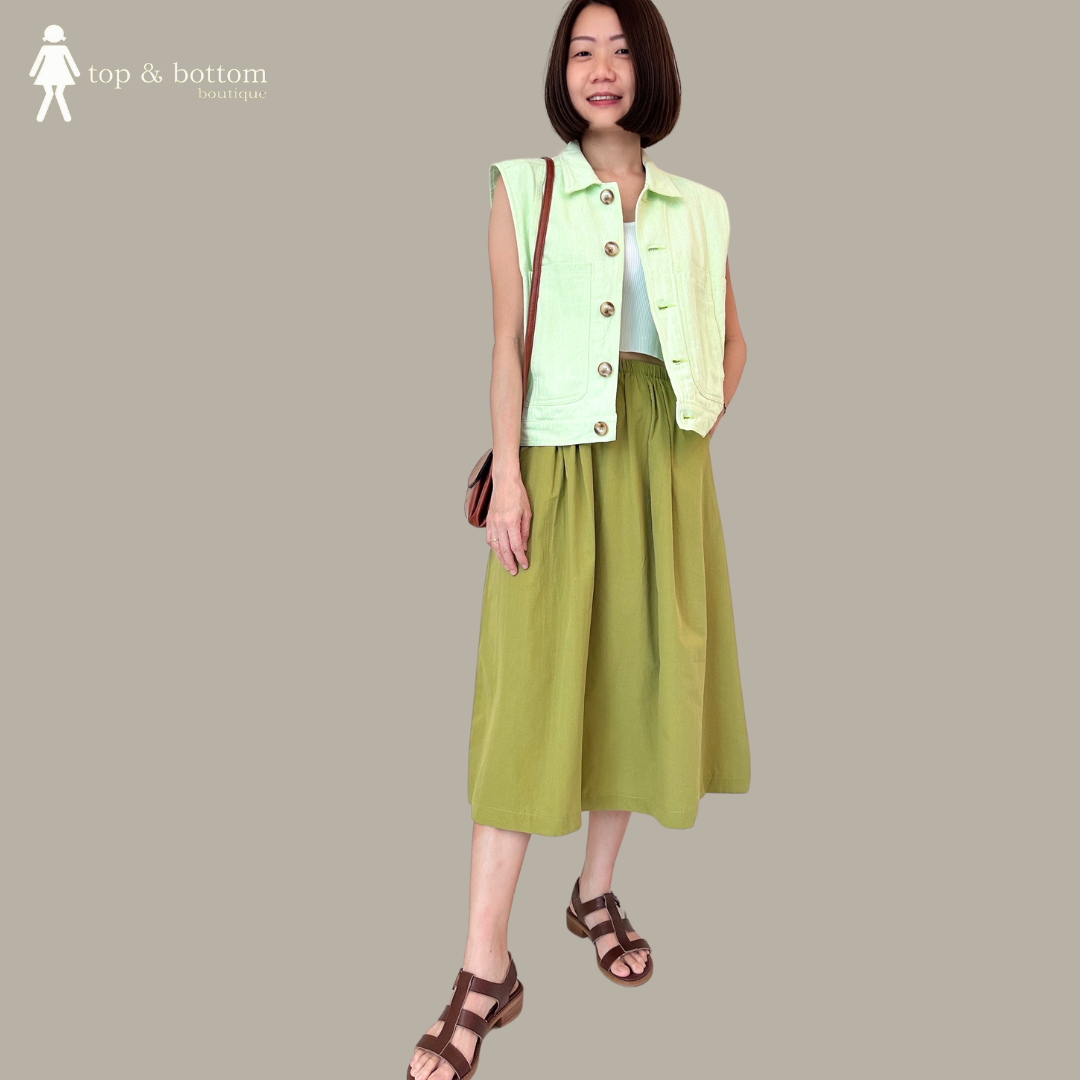 ELASTIC WAIST ALINE MIDI SKIRT