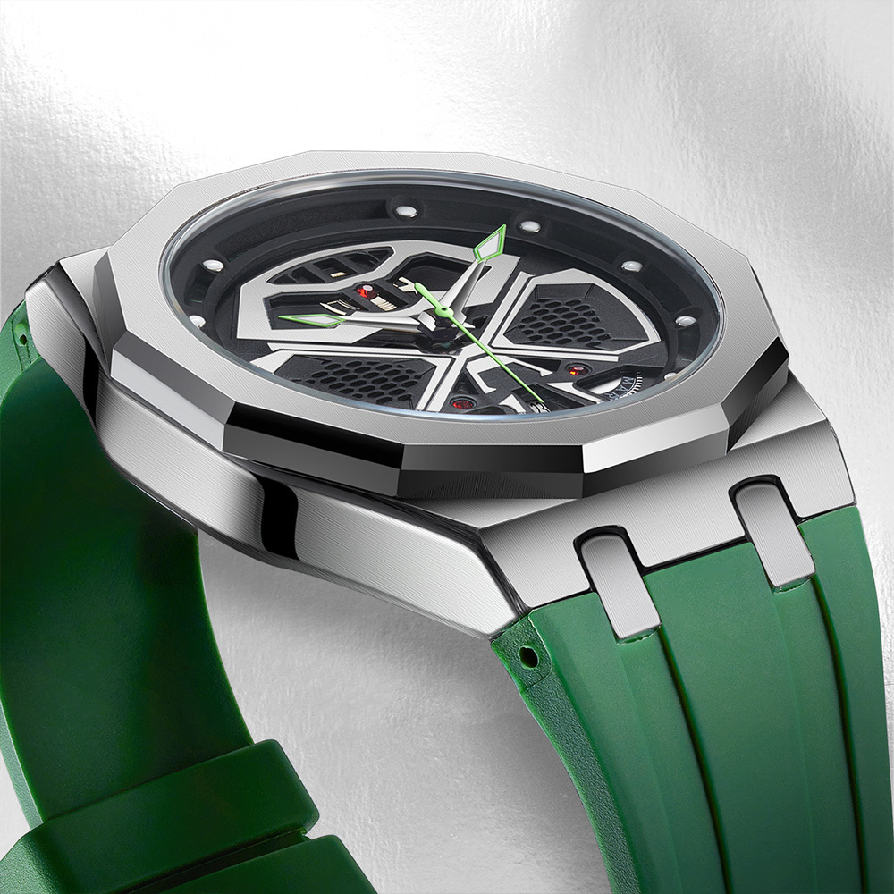 (預購)【Mark fairwhale 馬克菲爾】多邊形外框 六邊形 獨具設計鏤空潮流 矽膠 手錶-5590