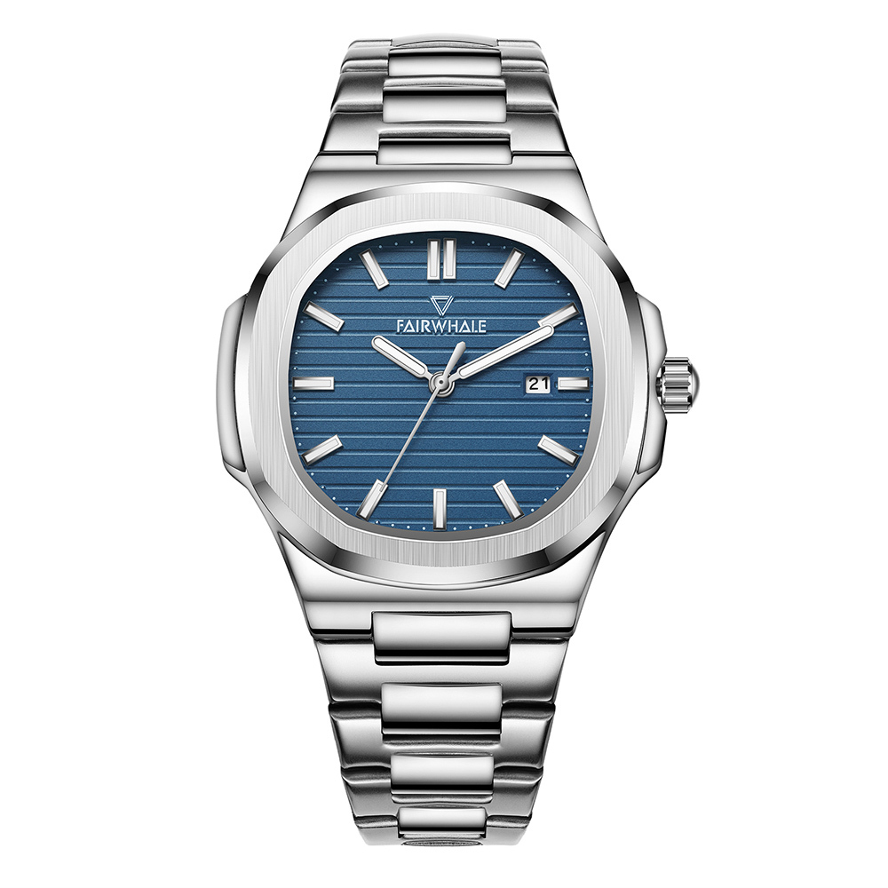 (預購)【Mark fairwhale 馬克菲爾】紳士商務專用 高格調 蝴蝶扣 夜光 不鏽鋼 手錶-5610